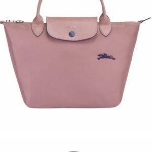 Longchamp Pink Tote with Navy Logo